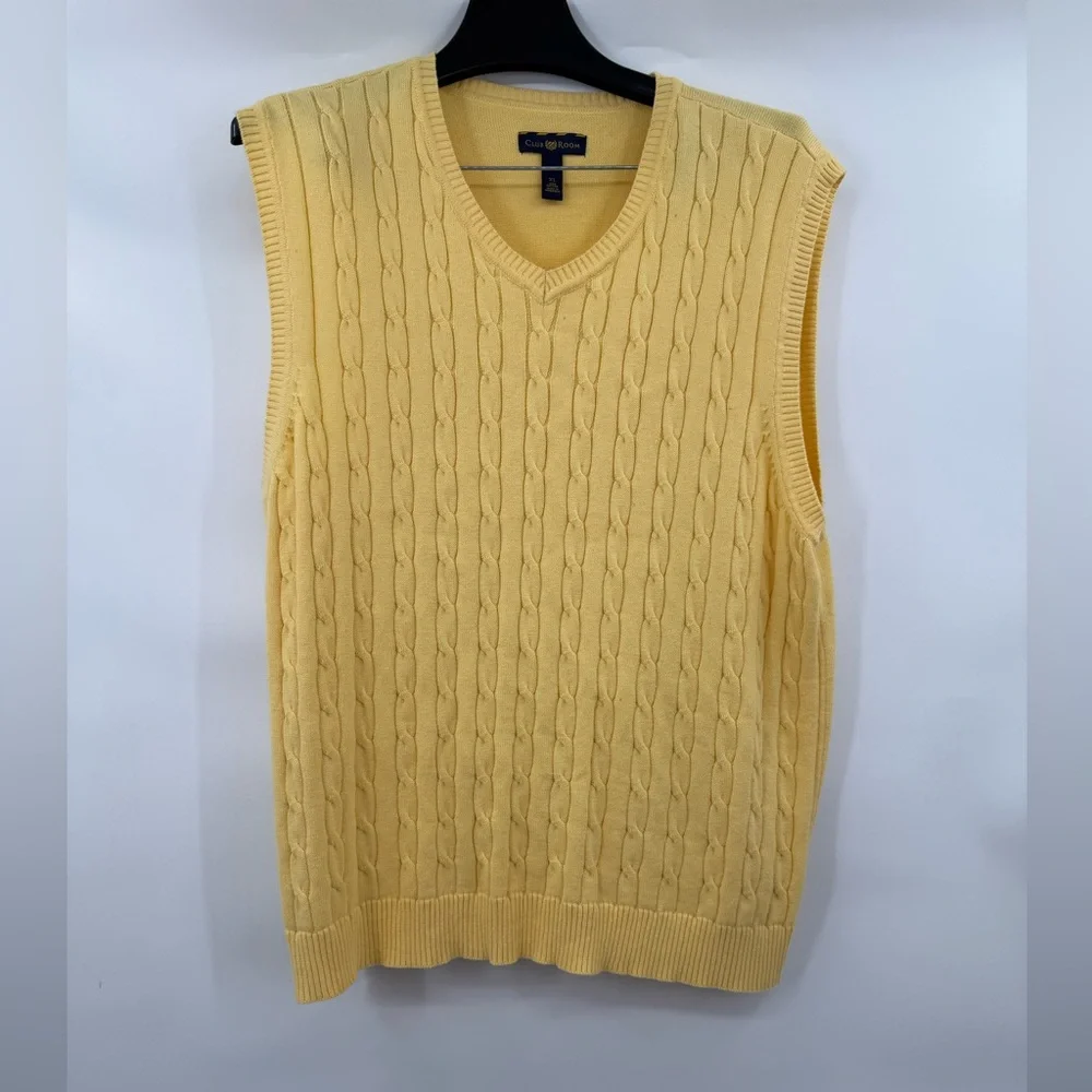 Club‎ Room Men’s  Yellow Cable-Knit V-Neck Sweater Vest